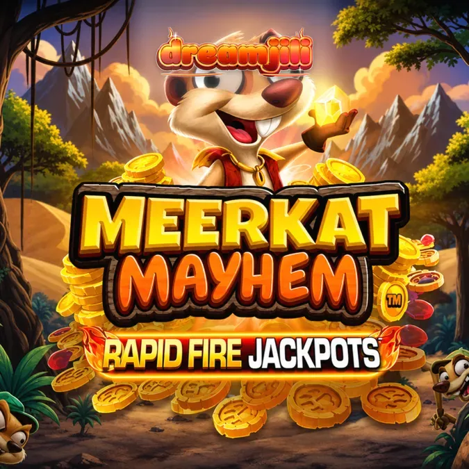 Isang masayang tanawin ng mga meerkat sa isang treasure hunt theme slot.
